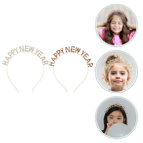 SEWCHICS 2 Pcs New Year Headbands with Rhinestone Decoration, Assorted Colors, Party Accessories for Celebration