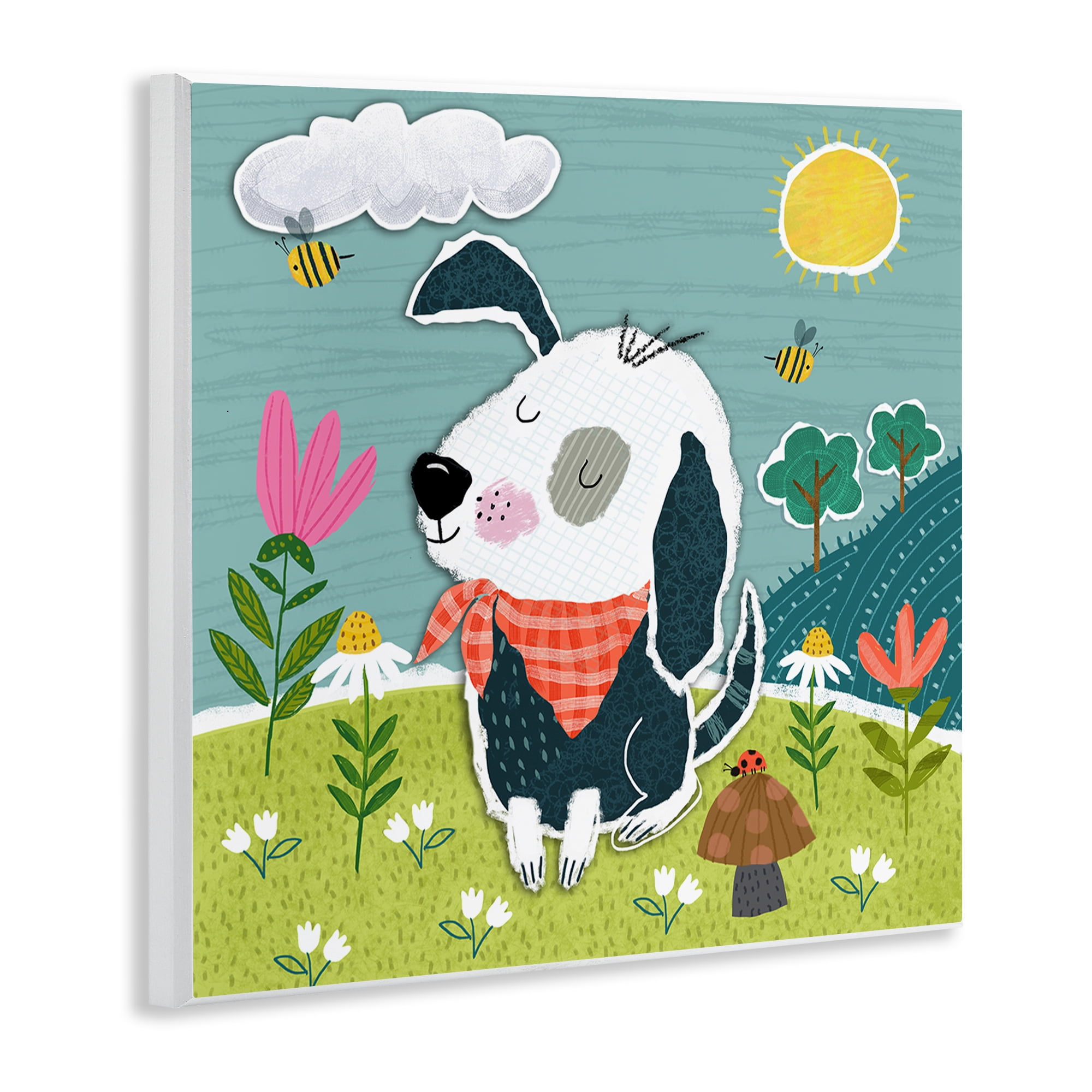 Stupell Industries Countryside Dog Landscape Animals Painting Unframed Art Print Wall Art, 12 x 12