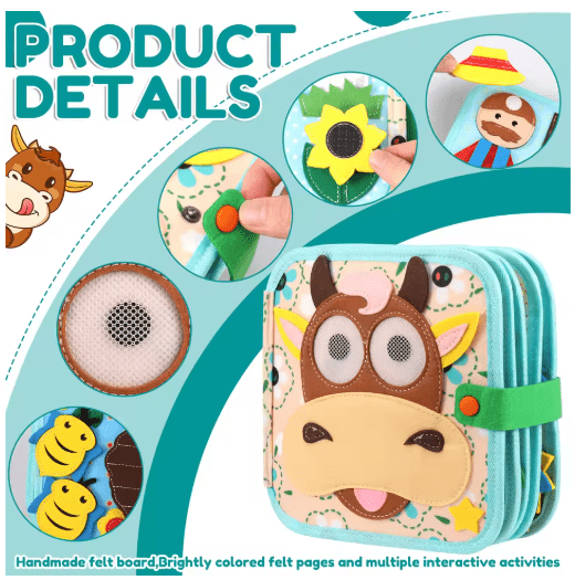 Educational Sensory Toy Animals Sensory Books Early Development Interactive Quiet Books Reusable Felt Book Soft Baby Felt Books