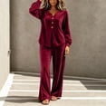 thumbnail image 4 of LYEAA Womens Velour Tracksuit Sets Two Piece Sets Long Sleeve V Neck Tops Wide Leg Pant Casual Workout Outfits, 4 of 7