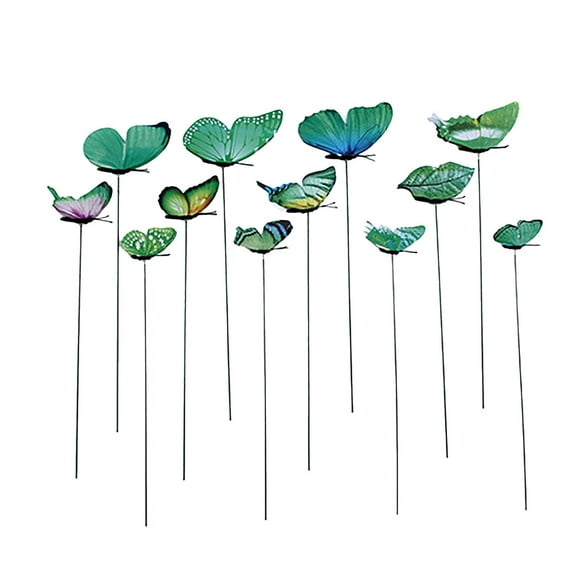 Flower Vase Promotion Sale! Nomeni 12Pcs Butterfly Stakes Outdoor Yard Planter Flower Pot Bed Garden Decor Yard Art, Home Decor Clearance Sale Green