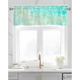thumbnail image 2 of Aqua Green Kitchen Valances for Windows Farmhouse Linen Window Valance Curtain for Living Room Window Treatment Watercolor Colorful Ombre Abstract Floral Art Valance Rod Pocket Topper, 54 x 18 Inch, 2 of 6