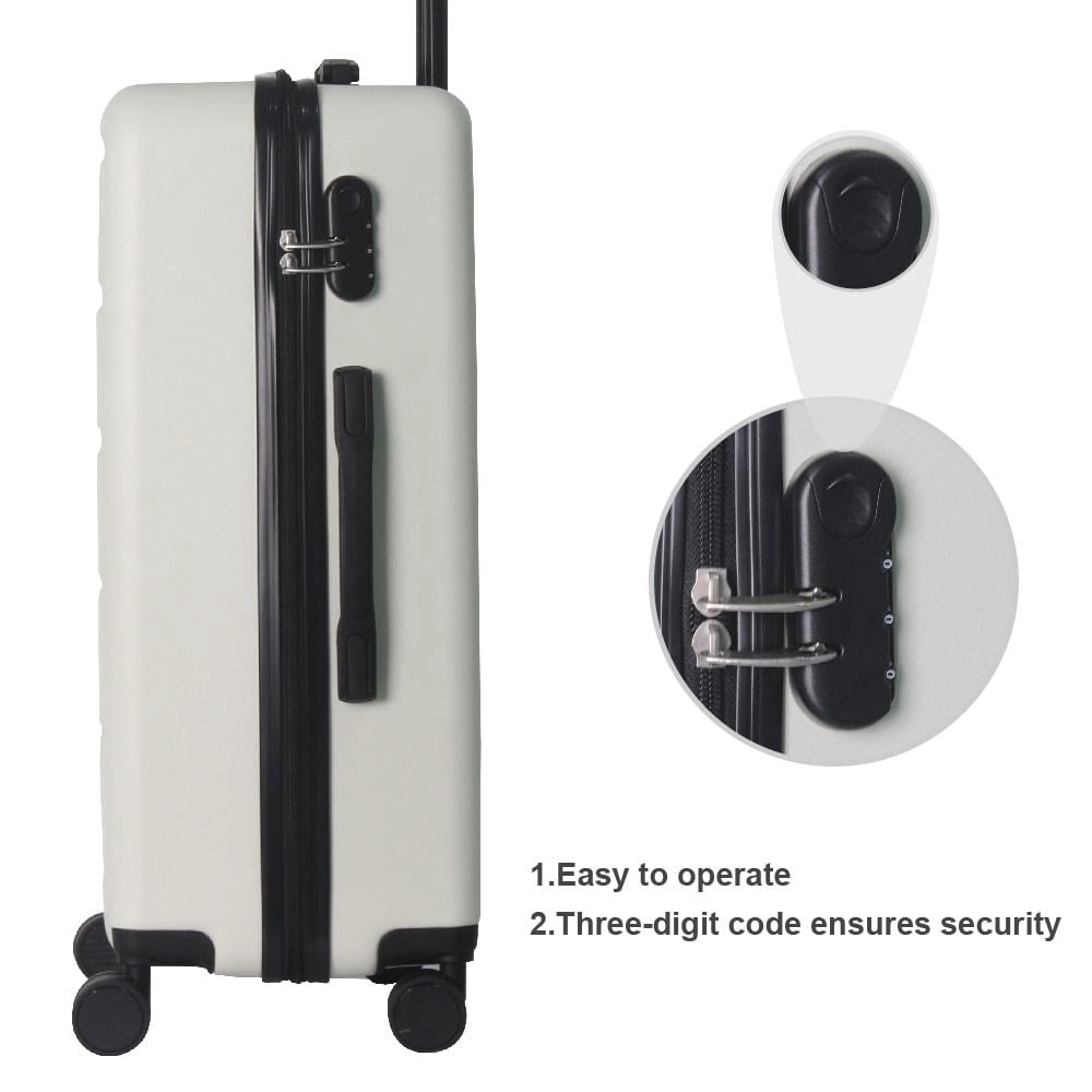 3-Piece ABS Hardshell Luggage Set, Lightweight Spinner Suitcase with Lock (20/24/28 inch)