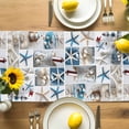 thumbnail image 4 of Burlap Table Runner 90 Inches Long,Summer Ocean Starfish Shell Conch Lighthouse Non-Slip Kitchen Table Runners for Dining Room Everyday Use Party Table Decorations Ocean Collage Art, 4 of 9