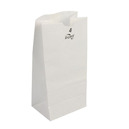 General GW4500 #4 Paper Grocery Bag 30lb White Standard 5 x 3 1//3 x 9 3//4, Case of 500 Bags