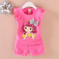 thumbnail image 2 of Gerichy Girls Summer Outfits, Girls Three Quarter Sleeves Trousers Suit Comfortable Breathable Fashion Cute Cartoon Girls Home Suit, 2 of 6