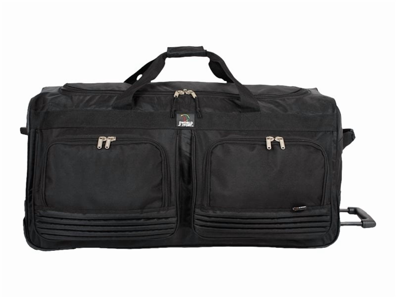 J World Brighton 33" Rolling Duffle Checked Bag for Travel, Black