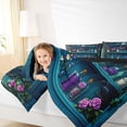 thumbnail image 3 of Homewish Western Floral Skull King Bedding for Kids, Raven Cottage Witch King Bed in a Bag, Black Reversible, 7-Piece, 3 of 7