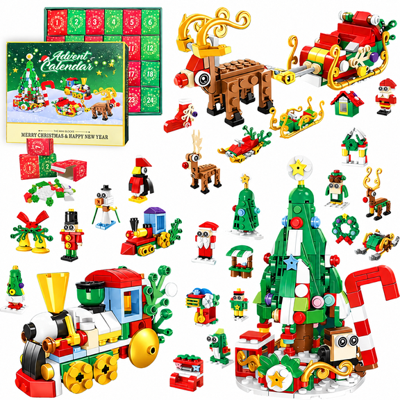 2026 Advent Calendar, Christmas Tree Building Block Kit, 24 Days Xmas Countdown Toy with Santa & Elk, Holiday Collectible Bricks, Xmas Stocking Stuffers Christmas Gift for Boys Girls Kids Adults