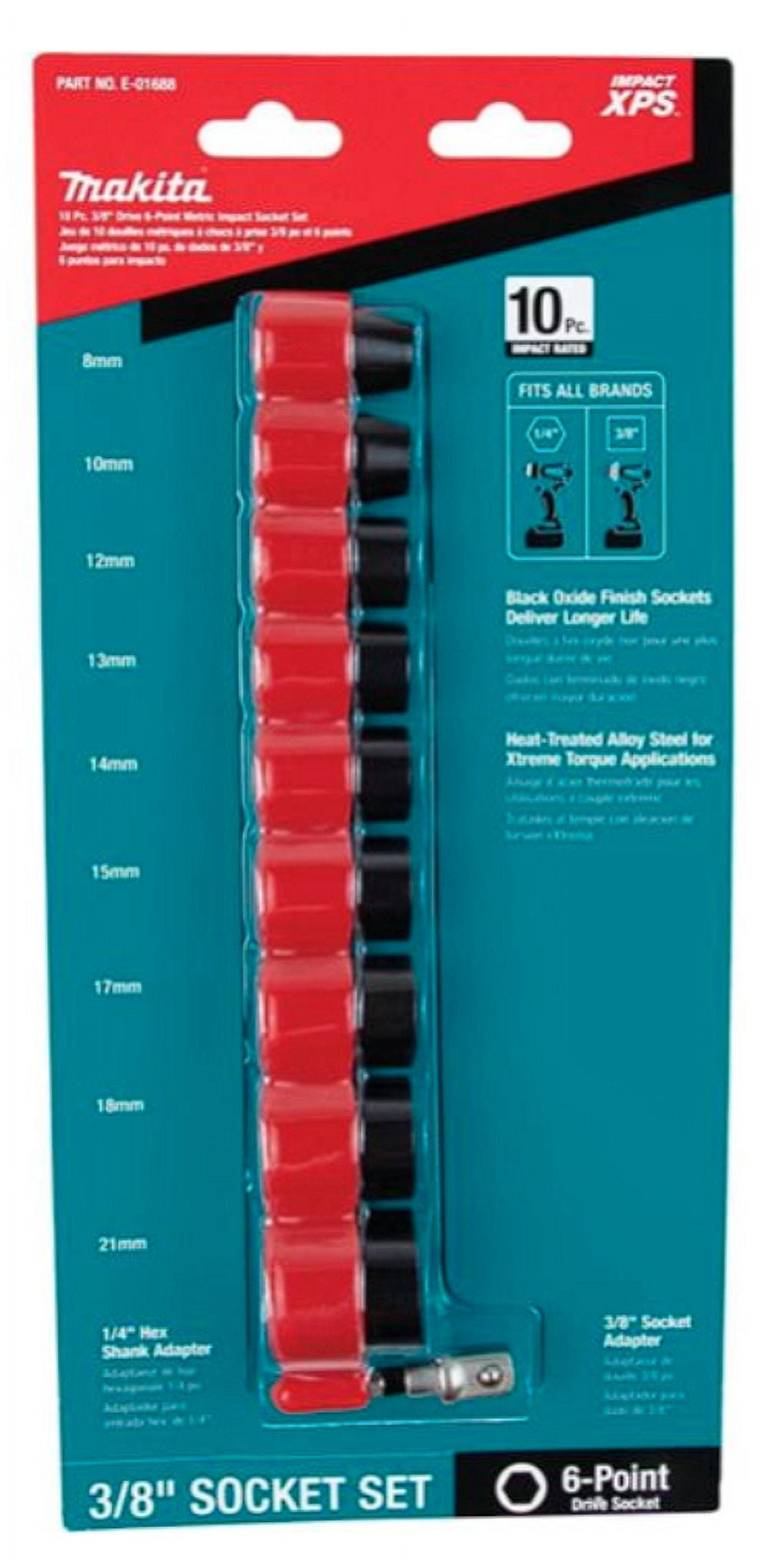 Makita IMPACT XPS Socket Set Metric with Standard SA (10-Piece)