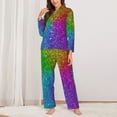 thumbnail image 2 of Honeii Colorful Glitter print Women's Pajama Sets Long Sleeve Button Down Sleepwear Nightwear Soft Pjs Lounge Sets-X-Large, 2 of 7