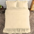 thumbnail image 4 of 4 Piece Long Ruffle Sheet Set, 25" Inch Long Ruffle On Corner Of The Flat Sheet, 18 Inch Deep Pocket, 100% Egyptian Cotton, 800 TC, Twin XL Size, Solid Ivory, 4 of 9