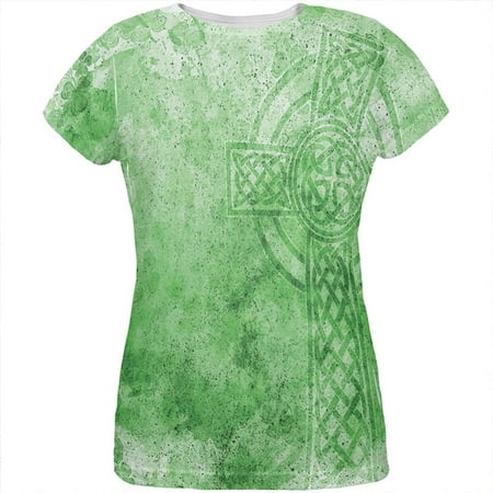 St. Patricks Day Dirty Irish Celtic Cross All Over Womens T Shirt