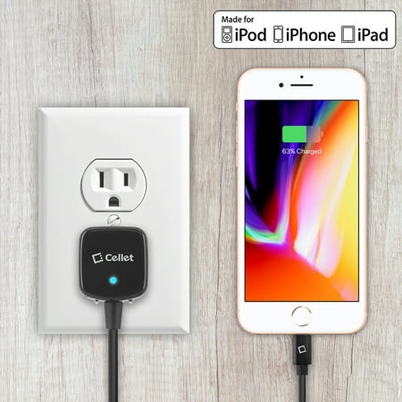 Cellet's Apple Certified Compact iPhone Home Charger - Wall Plug - For iPhone 8 & 8 Plus - Fold Away Pins - Take For Travel