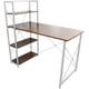 thumbnail image 1 of Practiksa Escritorio Mueble Mesa de Madera y Metal para Computadora con Repisas Color Café Oscuro Practiksa RZ12013, 1 of 2