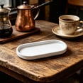 thumbnail image 4 of White Round Soap Dispenser Tray, Plastic Vanity Tray for Bathroom Decorative, Jewelry Ring Dish, Comestic Holder, Kitchen Sink Countertop Organizer Plate, 9.84x4.33x0.79", 4 of 5