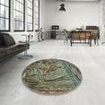 thumbnail image 3 of Ahgly Company Indoor Round Patterned Chocolate Brown Novelty Area Rugs, 3' Round, 3 of 6