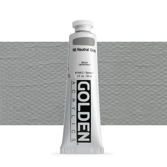 Golden Heavy Body Artist Acrylics - Neutral Gray N6, 2 oz Tube