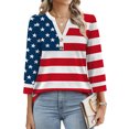 thumbnail image 2 of Ronuti Womens T-shirts 3/4 Sleeve Henley Tops for Women Ladies Premium Printed T-shirt Solid color Tops, 2 of 8
