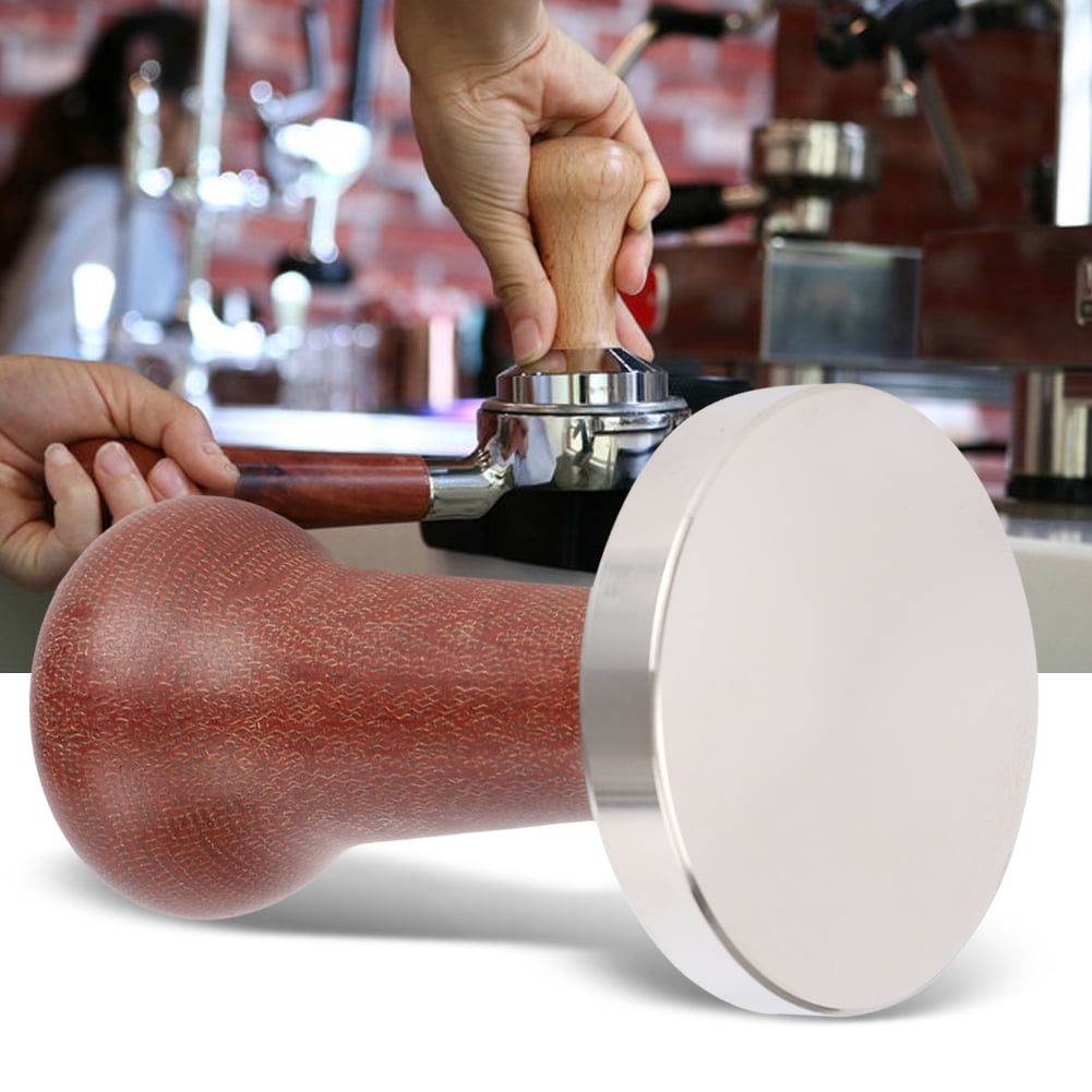 Tebru Coffee Powder Tamper, Coffee Tamper, 58mm Stainless Steel Wood