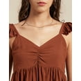 thumbnail image 5 of Moomaya Women Solid Ruffled Short Sleeves Top, Sweetheart Neck, Vacation Top, 5 of 8