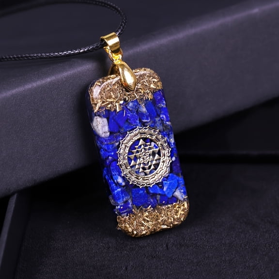 One Piece Lapis Ogun Energy Pendant Natural Stone Necklace, Reiki Crystal Pendant Healing Jewelry for Women Men,Photo color