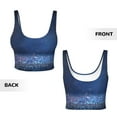 thumbnail image 5 of Picia Retro Blue Glitter Sports Bra for Women,Padded Strappy Sports Bras Medium Support Yoga Bra with Removable Cups,Running Yoga Bra-, 5 of 9