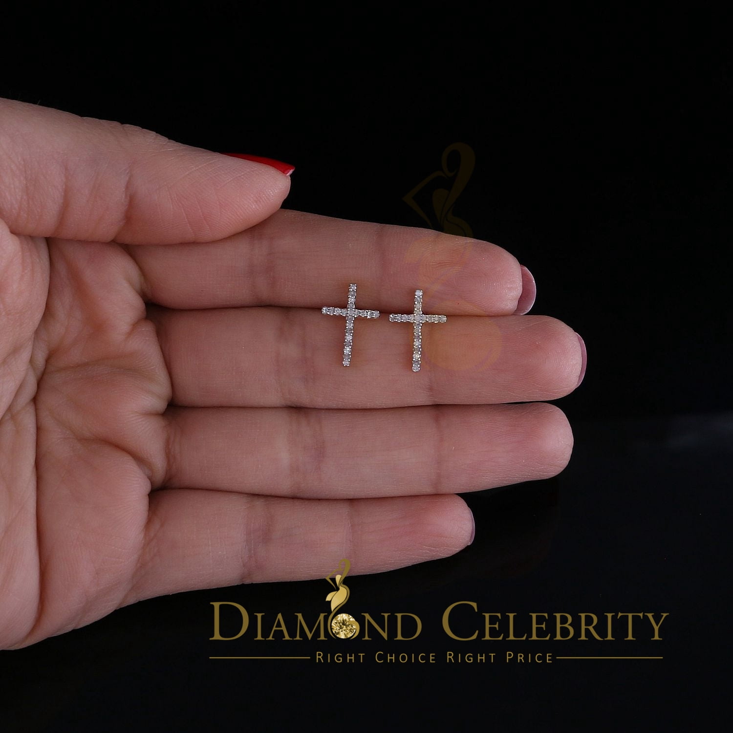 Diamond Celebrity's 0.10ct Diamond Stud Earrings For Women Yellow 925 Sterling Silver Stud For Men