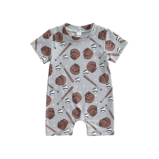 Gupgi Barboteuse de Baseball pour Bébés Garçons Été à Manches Courtes