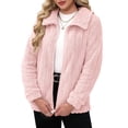 thumbnail image 2 of Women'S Long Sleeve Full Zip Soft Warm Fleece Jacket Pink 5XL, 2 of 9