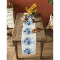 thumbnail image 4 of Spring Flowers Burlap Cotton Table Runner 16x72 Inches Long, Rustic Minimalism Blue Dandelion Plants Farmhouse Table Runners, Outdoor Dining Tablecloths Decor for Baby Shower/Party/Wedding, 4 of 6
