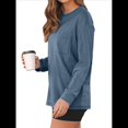 thumbnail image 3 of Tops de Larga para Mujer, Holgados, Bonitos, Gruesos, para Otoño e Invierno, Ropa de Crucero A Azul M, 3 of 9