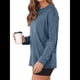 thumbnail image 3 of Tops de Larga para Mujer, Holgados, Bonitos, Gruesos, para Otoño e Invierno, Ropa de Crucero A Azul M, 3 of 9