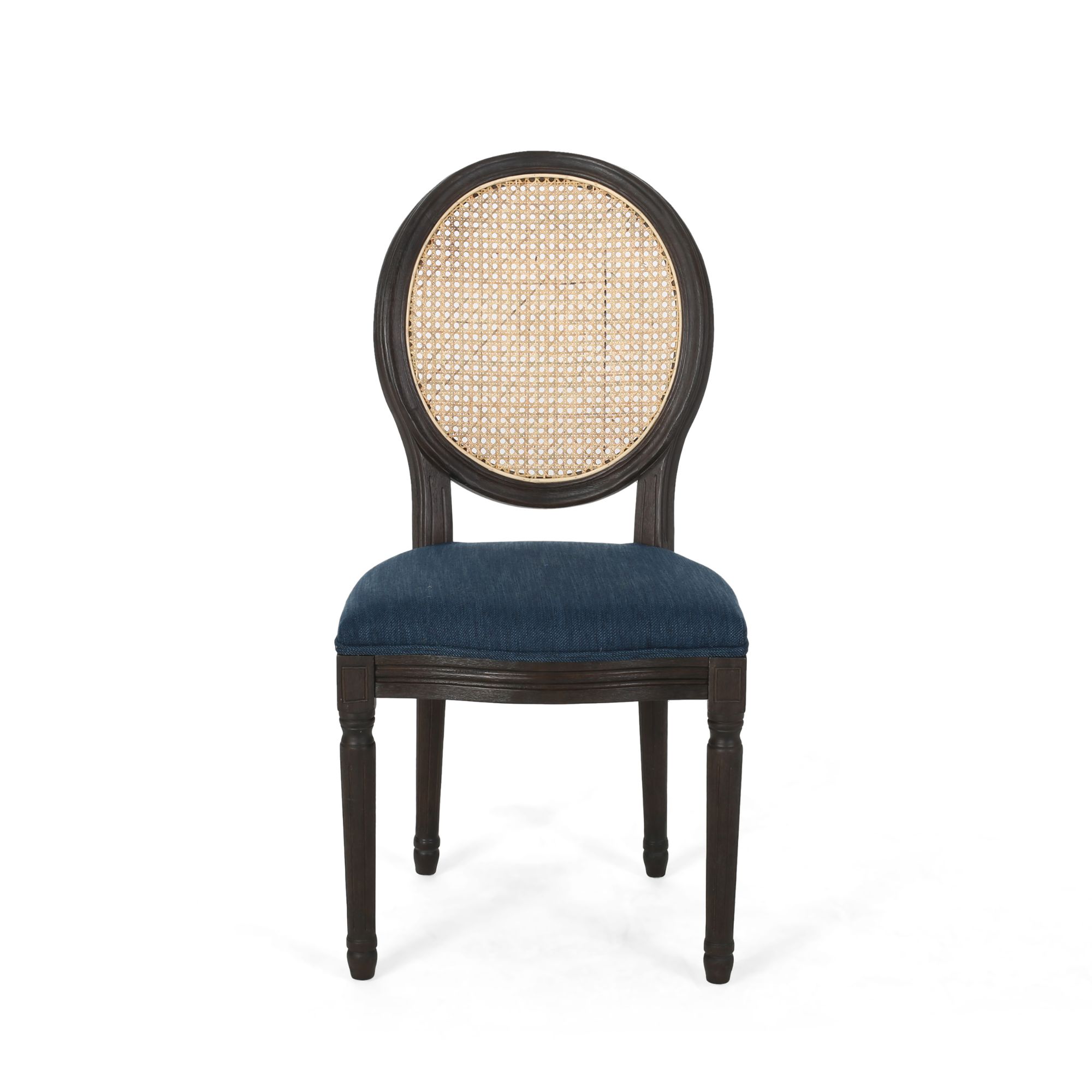 Noble House Chardean Traditional Dining Chairs, Set of 2, Navy Blue