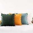 thumbnail image 4 of Nvzi Velvet Soft Solid Decorative Throw Pillow Cover with Tassels Boho Accent Cushion Case for Couch Bedroom Car Aqua Green 18''x18'', 4 of 5