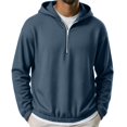 thumbnail image 3 of Chiccall Hoodie for Men Quarter Zip Long Sleeve Hooded Sweatshirts Fashion Casual Loose Fit Athletic Solid Pullover, 3 of 6