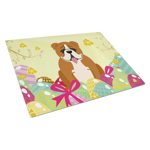 Carolines Treasures Easter Eggs English Bulldog Red White Glass Cutting Board Large 12H x 16W multicolor