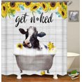 thumbnail image 7 of Western Farmhouse Shower Curtain Sets 4-Piece Waterproof Polyester 72x72 Inch, Teal Floral & Cattle Design with Non-Slip Bath Mat, Rustic Bathroom Decor Includes 12 Hooks, 7 of 7