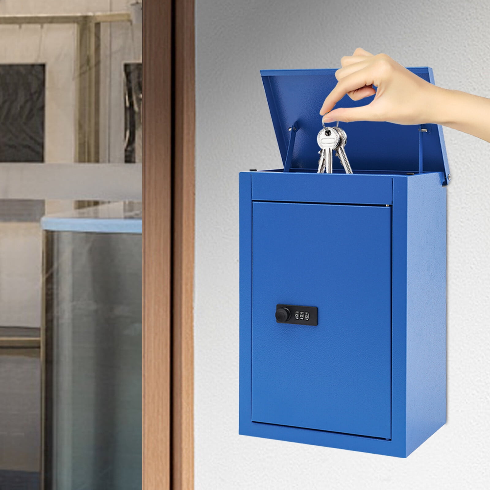 Modern Outdoor Waterproof Wall-mount Mailbox Blue Mailbox With Password Lock