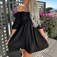 thumbnail image 3 of Eashery Slip Shorts For Under Dresses Women Plus Size Dresses Short Sleeve Cold Shoulder Casual T-Shirt Swing Dress with Pockets Black XL, 3 of 5