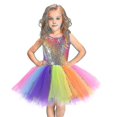 thumbnail image 1 of Vestido para niños Conjunto de falda Vestido para niñas Vestido de rendimiento Vestido tutú Lentejuelas coloridas Sin espalda Vestido de red hinchado, 1 of 5