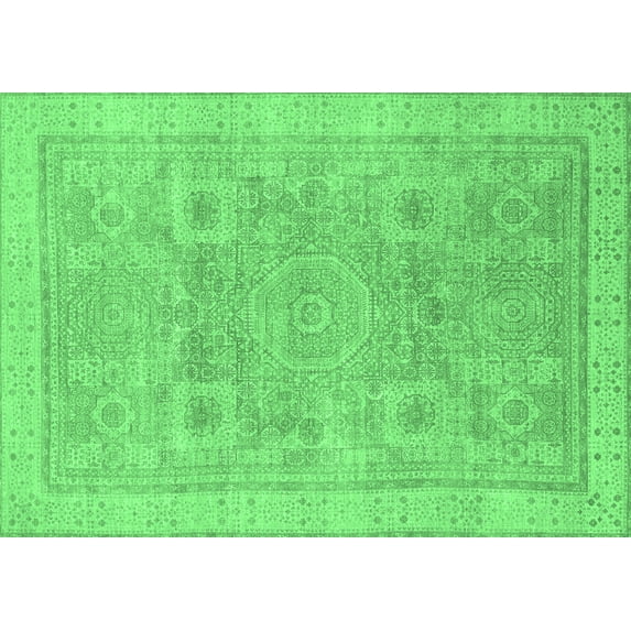 Ahgly Company Indoor Rectangle Abstract Emerald Green Modern Area Rugs, 3' x 5'