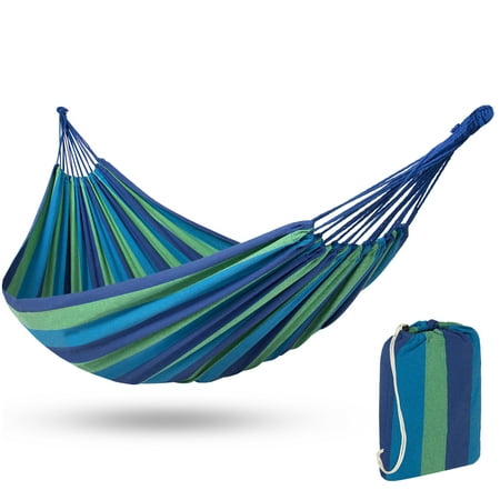 Hammock Width Best Choice Products Cotton Brazilian 2-Person Double Hammock Bed w/ Carrying Bag - Blue ()