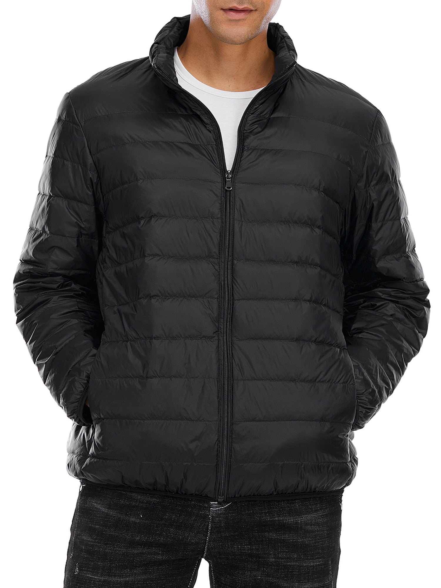 yibiyuan Mens Down Jacket Plus Size Stand Collar Winter Packable Puffer Coats