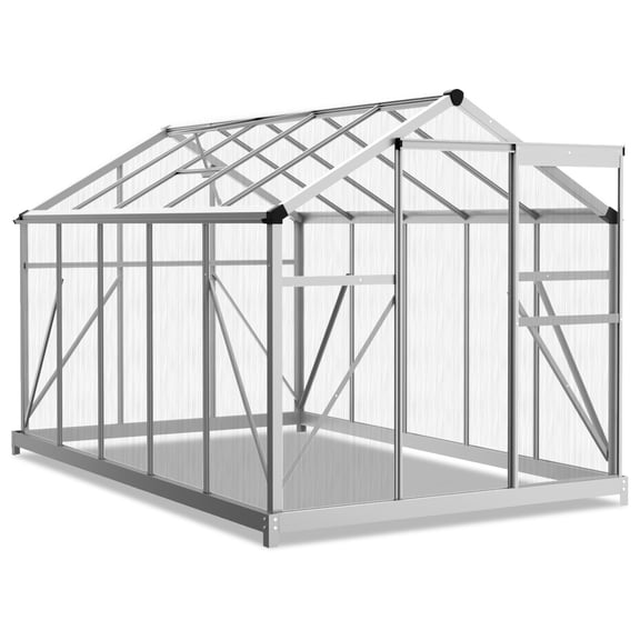 DECMAY 6x10ft Hybrid Polycarbonate Greenhouse Silver