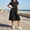 Black, variant on QUNYINEY Womens Dresses Summer Cotton Short Sleeve Midi A Line Dress Loose Fit Solid Casual Crew Neck Dresses