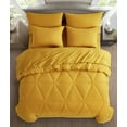 thumbnail image 2 of Chezmoi Collection Jasper Mustard Yellow Full Size Bed in a Bag 7-Pieces Triangle Geometric Quilted Stone Washed Microfiber Comforter with Sheets Lightweight All Season Bedding Set, 2 of 9