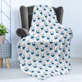thumbnail image 4 of Modern Soft Flannel Fleece Throw Blanket, Whale Fish Swimming in the Ocean Sea Fins Marine Underwater Childish Design, Cozy Plush for Indoor and Outdoor Use, 50" x 60", Dark Sky Blue, by Ambesonne, 4 of 5