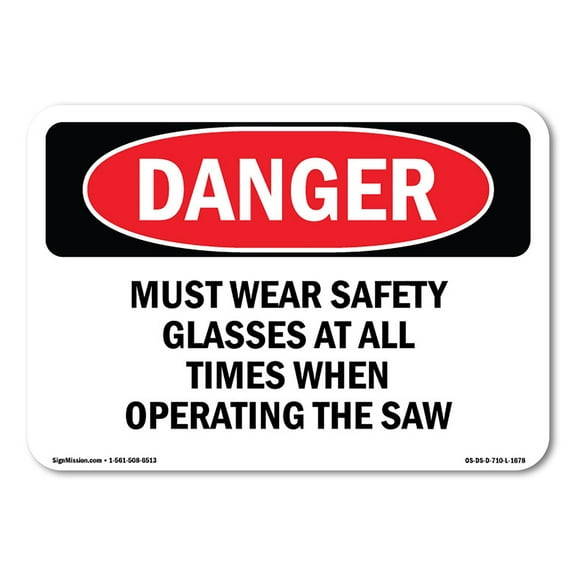 OSHA Danger Sign - Wear Safety Glasses When Operating | Aluminum Sign | Protect Your Business, Construction Site, Warehouse & Shop Area | Made in The USA