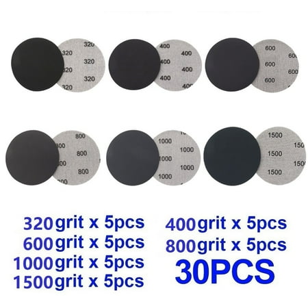 

30Pcs 3Inch 75Mm Hook&Loop Sanding Discs Wet/Dry Sandpaper Grit 320-1500